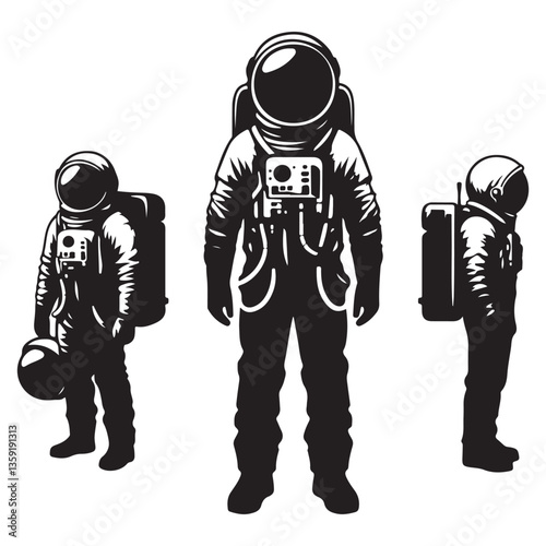 Astronaut Silhouette Illustrations Bundle Exploring Space Science and Adventure
