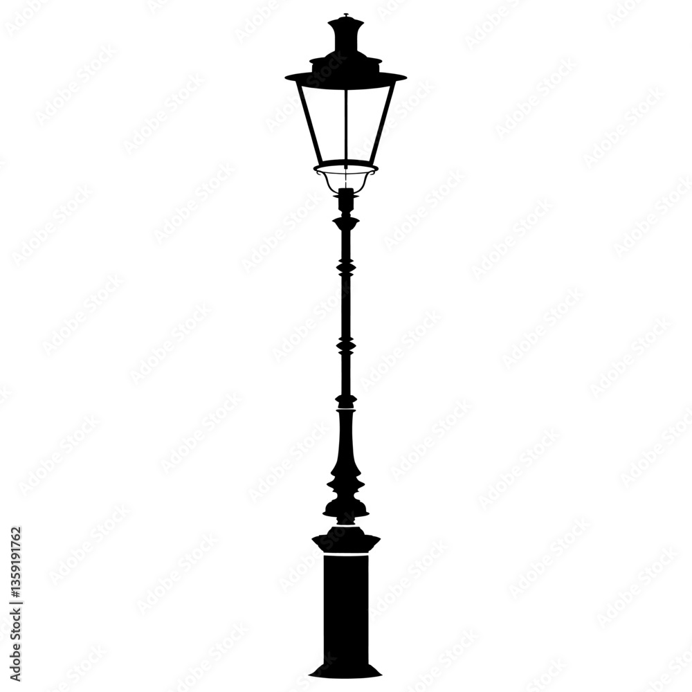 Alley street lamp silhouette streetlight lampshade vector
