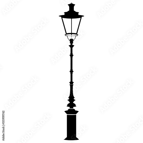 Obraz na płótnie Alley street lamp silhouette streetlight lampshade vector w salonie