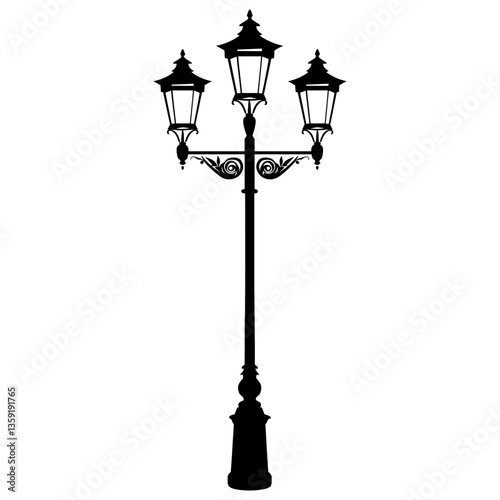 Modern streetlights silhouette black lamp vector