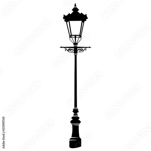 Vintage streetlights silhouette lamp illustration vector