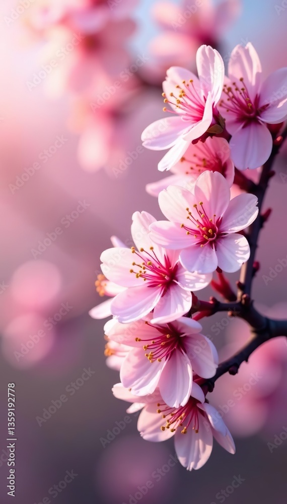 Fototapeta premium Beautiful cherry blossom flowers in full bloom, creating a stunning banner, season, floral