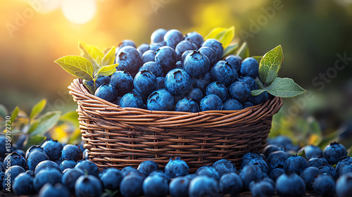 Wallpaper Mural Fresh Juicy Blueberries in Rustic Basket Summer Harvest Healthy Food Torontodigital.ca