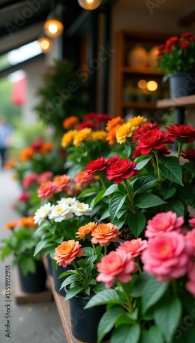 Wallpaper Mural A variety of colorful potted plants and flowers on display at a plant shop,  foliage,  plant nursery Torontodigital.ca