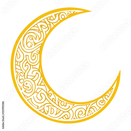 Crescent moon with arabic pattern illustration design art vector