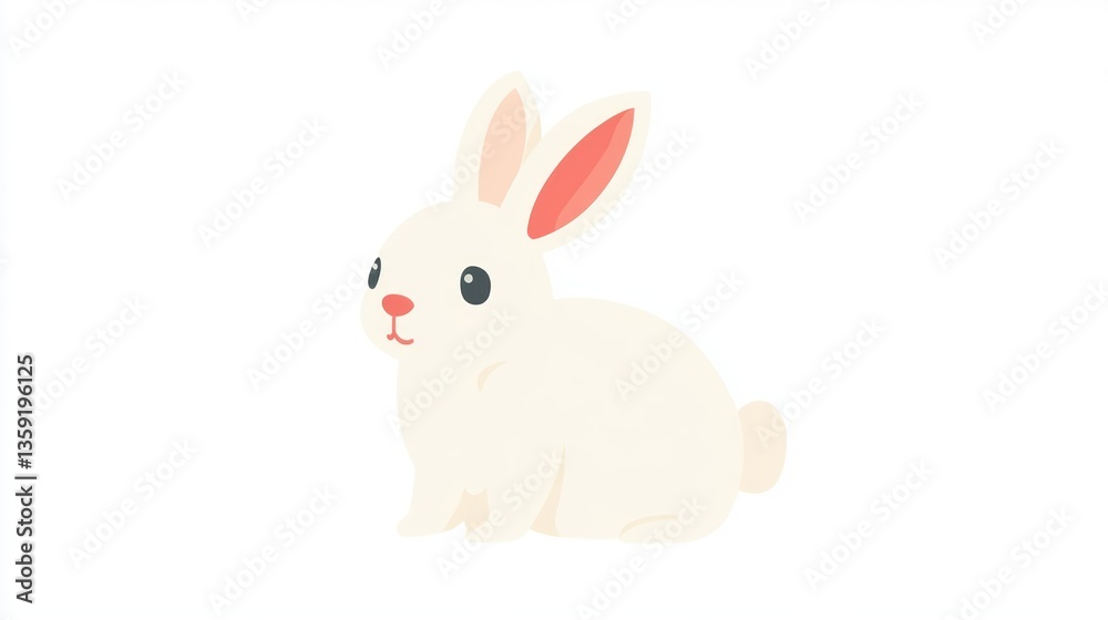 Cute cartoon rabbit, profile view, simple style, children's book illustration Cute cartoon rabbit, profile view, simple style, children's book illustration
