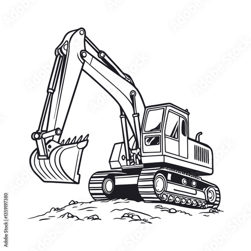 Building breaker machine vector line art 