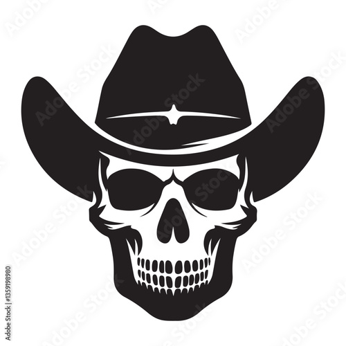 Cowboy Skull Silhouette Vector Illustration For Western Style Design