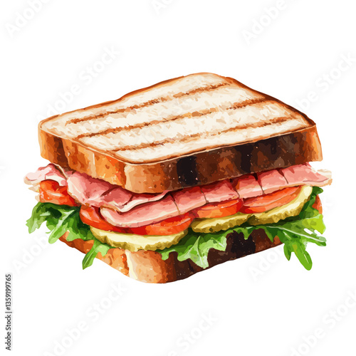 Sandwich food illustration background white vector