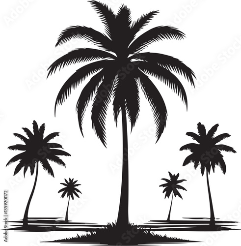 Tropical Palm Tree Vector Silhouette photo
