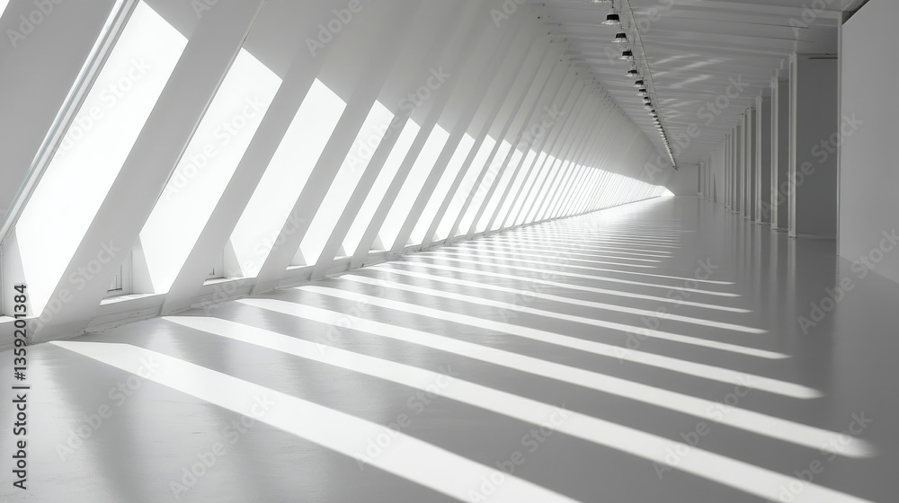 Bright white corridor with geometric shadows Bright white corridor with geometric shadows