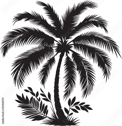 Tropical Palm Tree Vector Silhouette photo