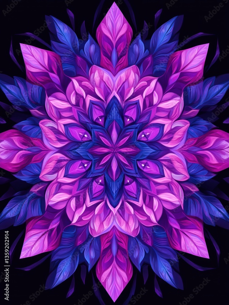 Obraz premium Abstract pink and purple floral fractal blooms with delicate petals