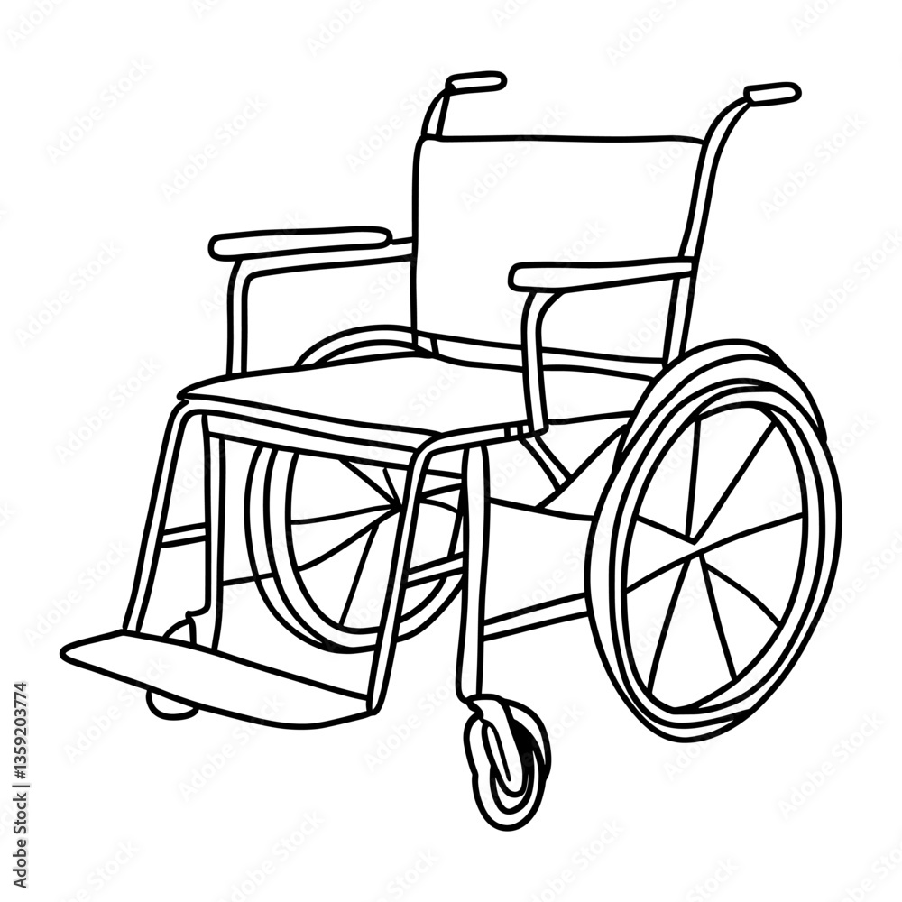 Wheelchair drawing simple line vector