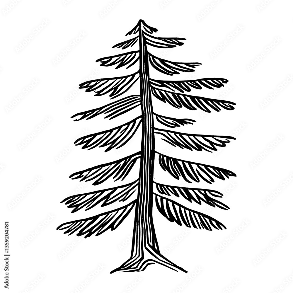 Redwood tree drawing art sketch vector