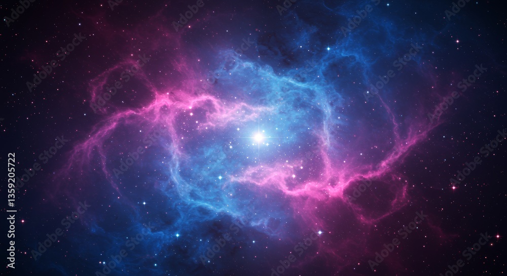 Obraz premium A vibrant nebula showcasing bright stars and cosmic colors in space