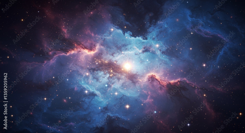 Fototapeta premium Stunning cosmic scene showcasing a vibrant celestial nebula and starlight