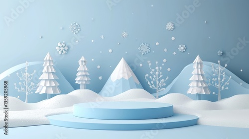 Winter Wonderland Scene With Two Tiered Display Platform