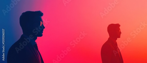 Two people looking away