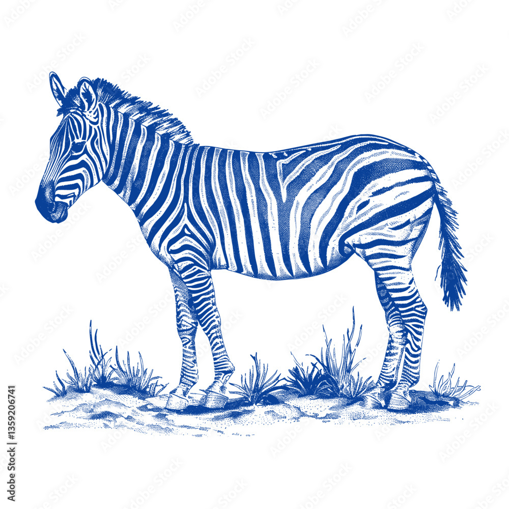 Naklejka premium Hand drawn zebra wildlife drawing animal vector