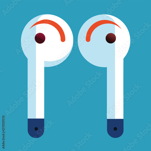 Wireless earbuds resting on a surface