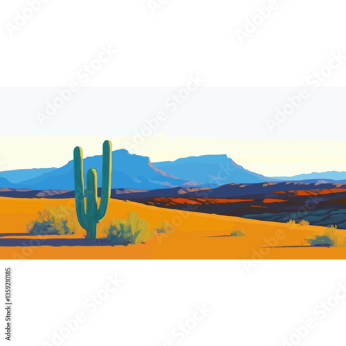 Desert landscape border silhouette panoramic outdoors vector