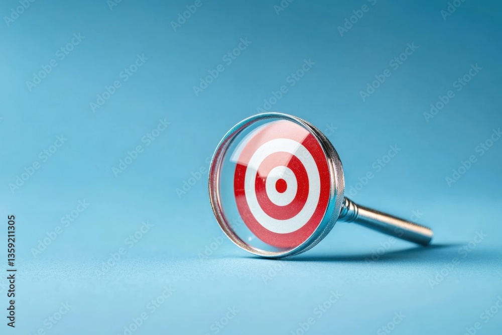 Magnifying glass over target Magnifying glass over target