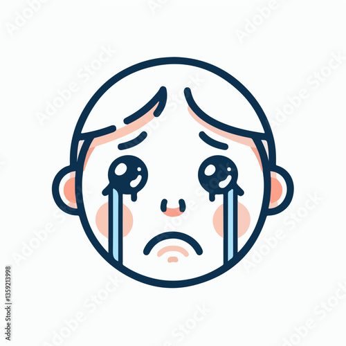 Tears of Sorrow: A stylized illustration of a person's face, expressing profound sadness through cascading tears, embodying emotional vulnerability and empathy.
