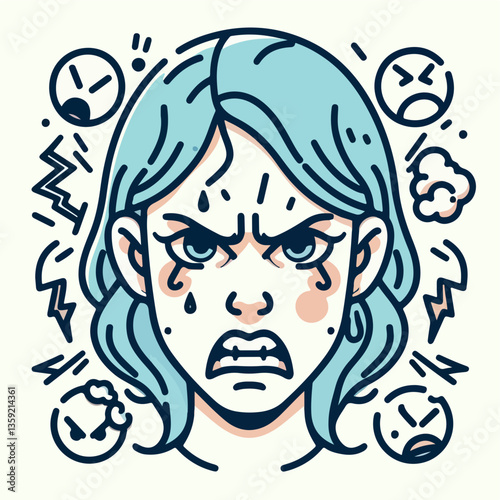 Outburst of Emotions: The illustration vividly captures the intensity of anger, personifying it through a stylized depiction of a woman.&#x20;