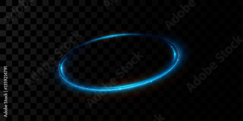 Glowing blue spiral. Circle abstract lines effect. Rotating shiny rings. Glowing circular lines. Glowing ring trail.