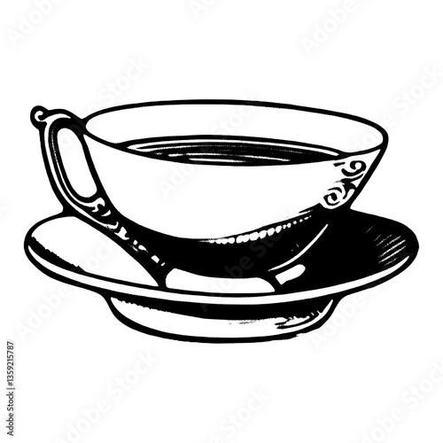 Hand drawn individual Teapot and teacup elegant teapot saucer vector