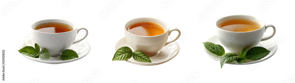 custom made wallpaper toronto digitalThree cups of tea with mint leaves refreshing beverage tea time