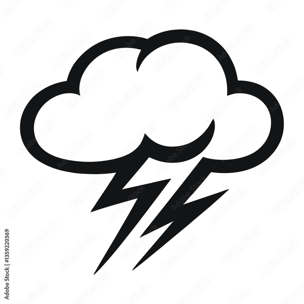 Thunder and cloud symbol simple black vector Thunder and cloud symbol simple black vector