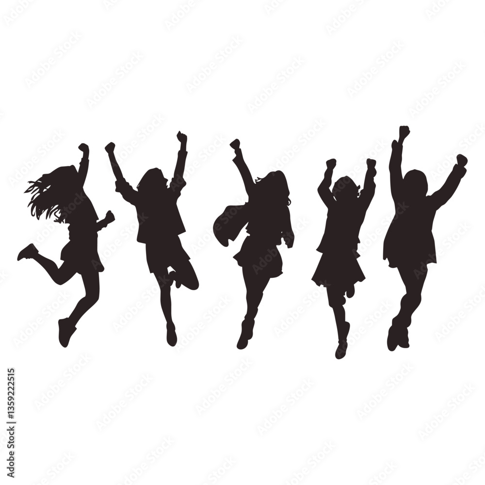 Fototapeta premium People celebrating and cheering together silhouette person illustration vector