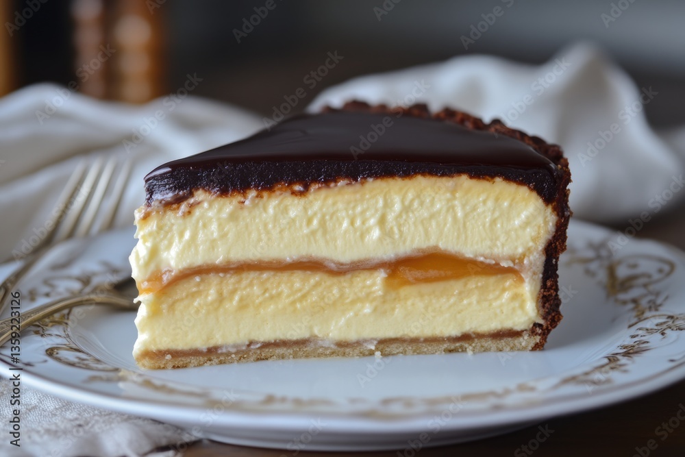 Boston Cream Pie - Layered Cake with Creamy Custard Filling Boston Cream Pie - Layered Cake with Creamy Custard Filling