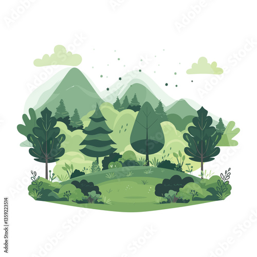 Green trees illustration background vector