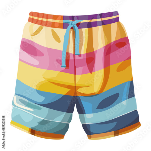Top view colorful swimming trunks illustration shorts clothing vector