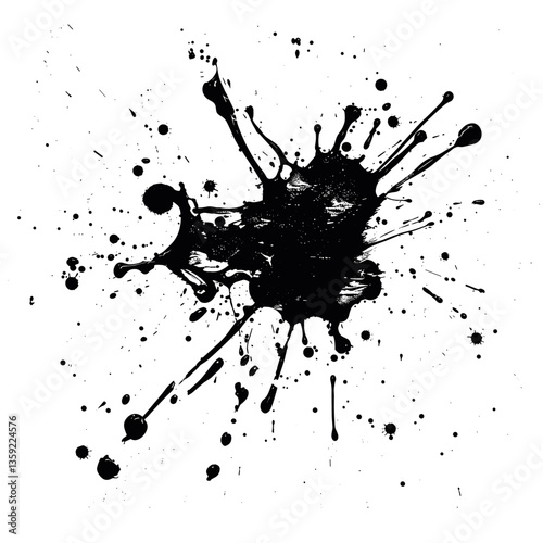 Simple real ink splatter black art illustration vector