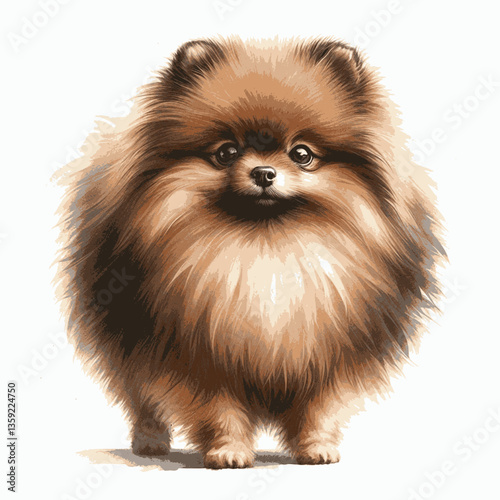 Pomeranian dog isolated watercolor vector illustration svg