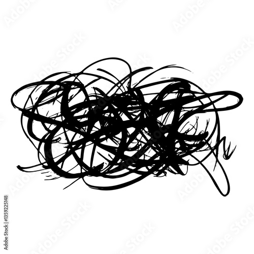 Abstract chaotic black lines art vector