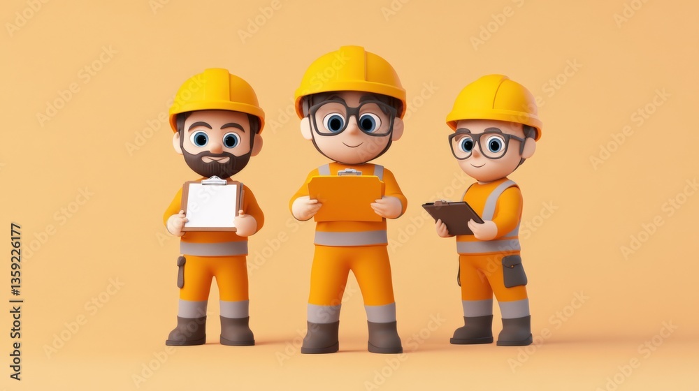Construction workers holding clipboards Construction workers holding clipboards