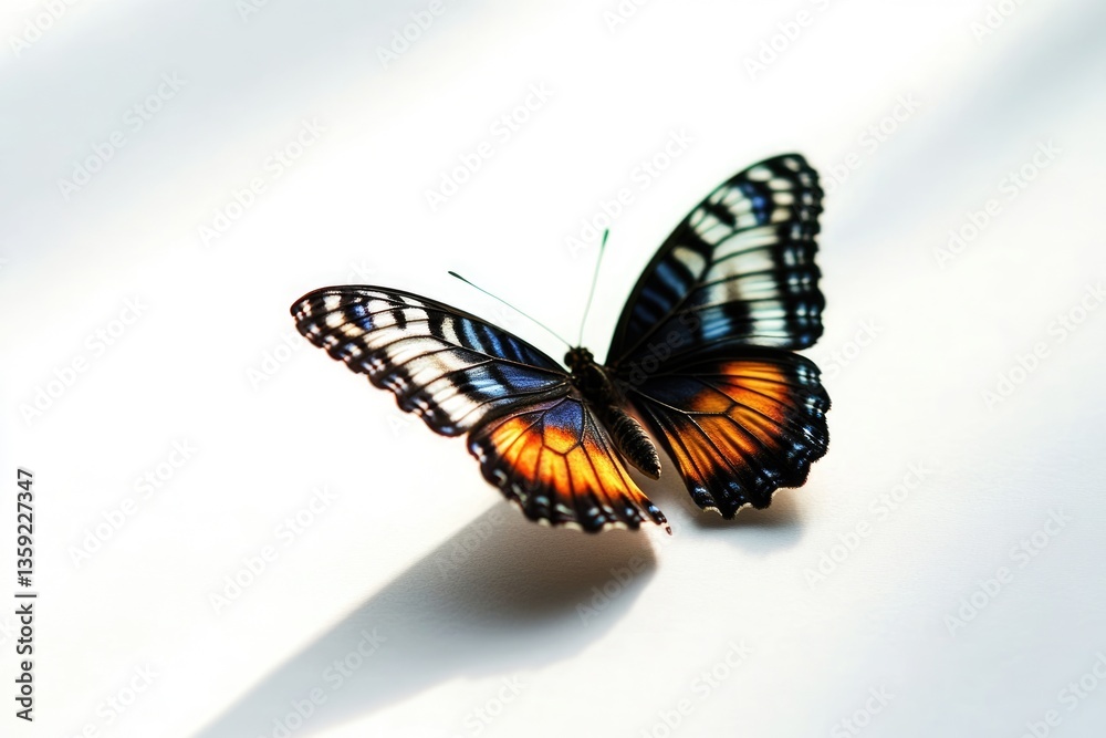 Fototapeta premium Butterfly Beauty: Colorful Insect with Wings Spread on White Background