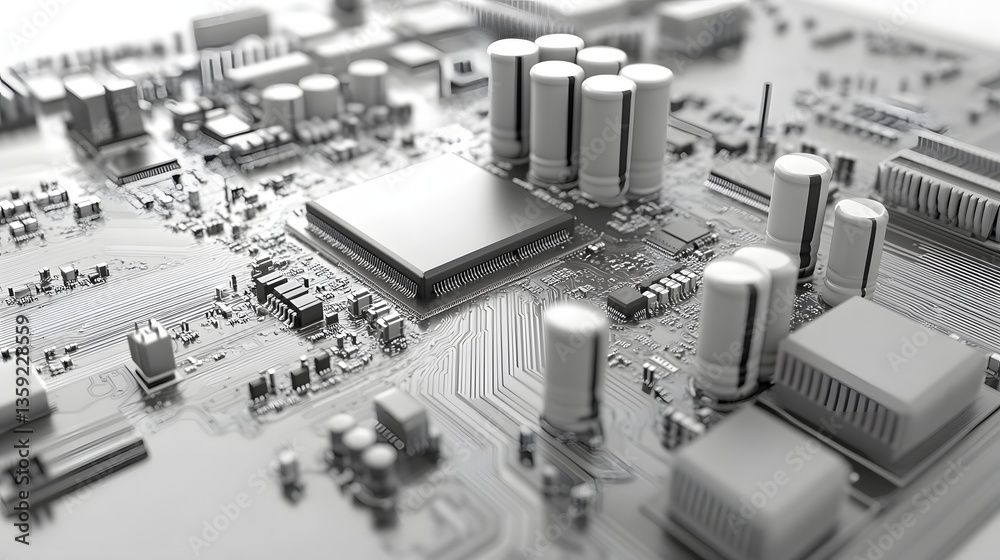 Fototapeta premium High-Tech Circuit Board Microchip Technology