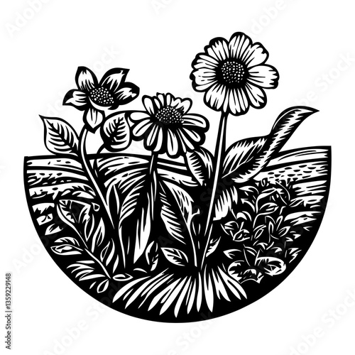 Floriculture farm illustration pattern flowers vector
