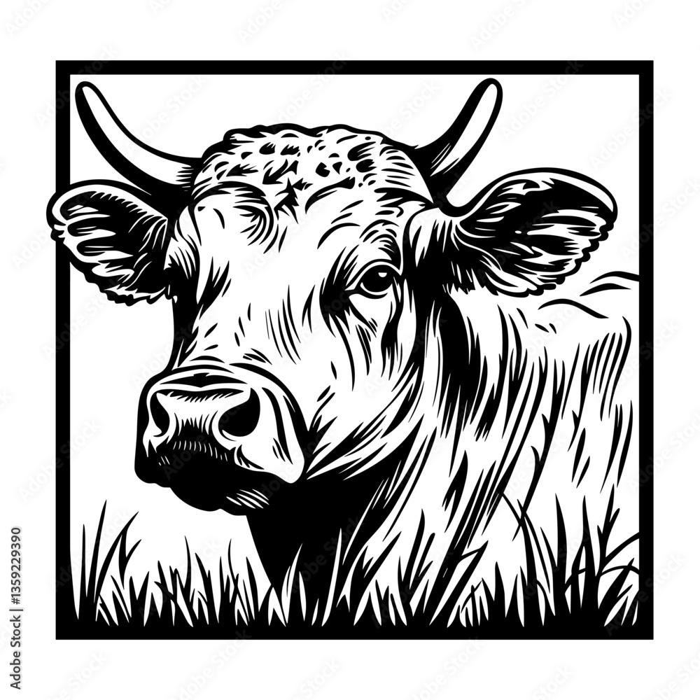 Naklejka premium Pasture illustration livestock animal vector