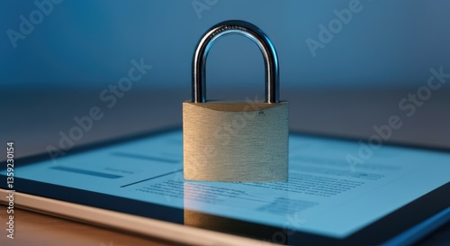Wallpaper Mural Padlock on tablet screen representing digital security and data protection Torontodigital.ca
