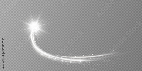 
Sparkling translucent comet bokeh. Special white Christmas effect on transparent background