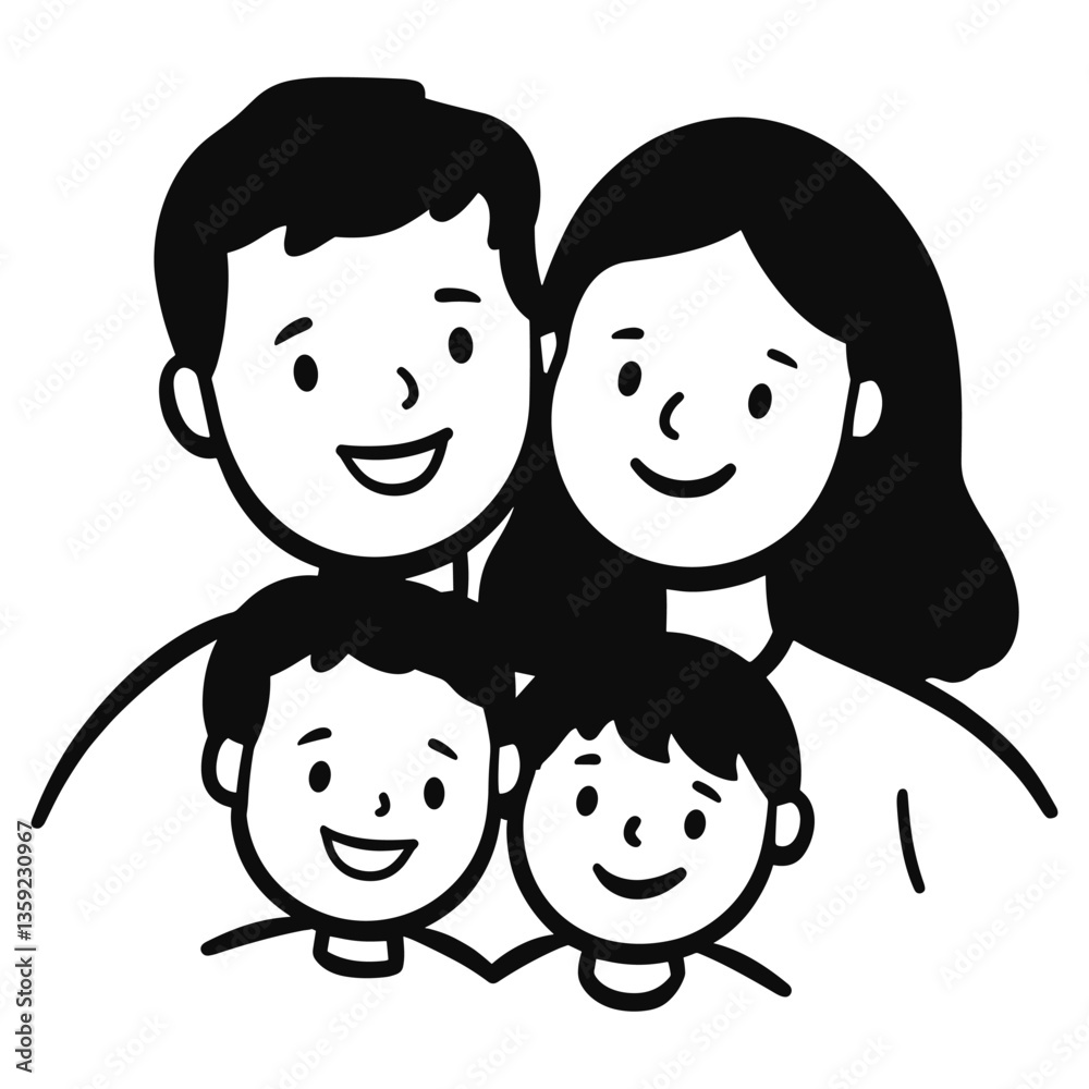 Family portraits art illustrated outdoors vector Family portraits art illustrated outdoors vector