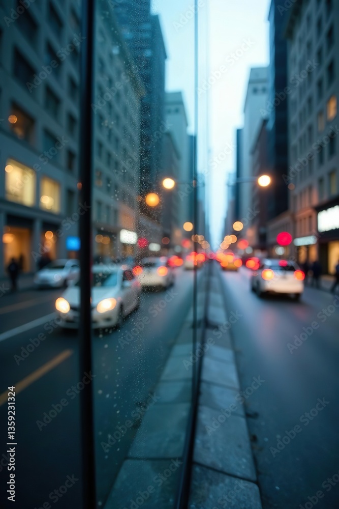 Blurred abstract glass wall with city background, blur, aesthetic Blurred abstract glass wall with city background, blur, aesthetic
