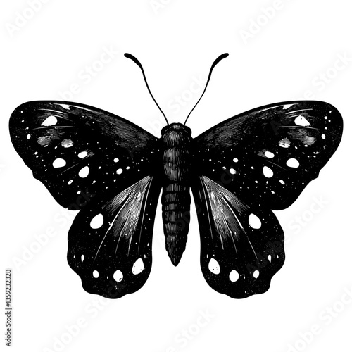Moth with open wings art illustration butterfly vector